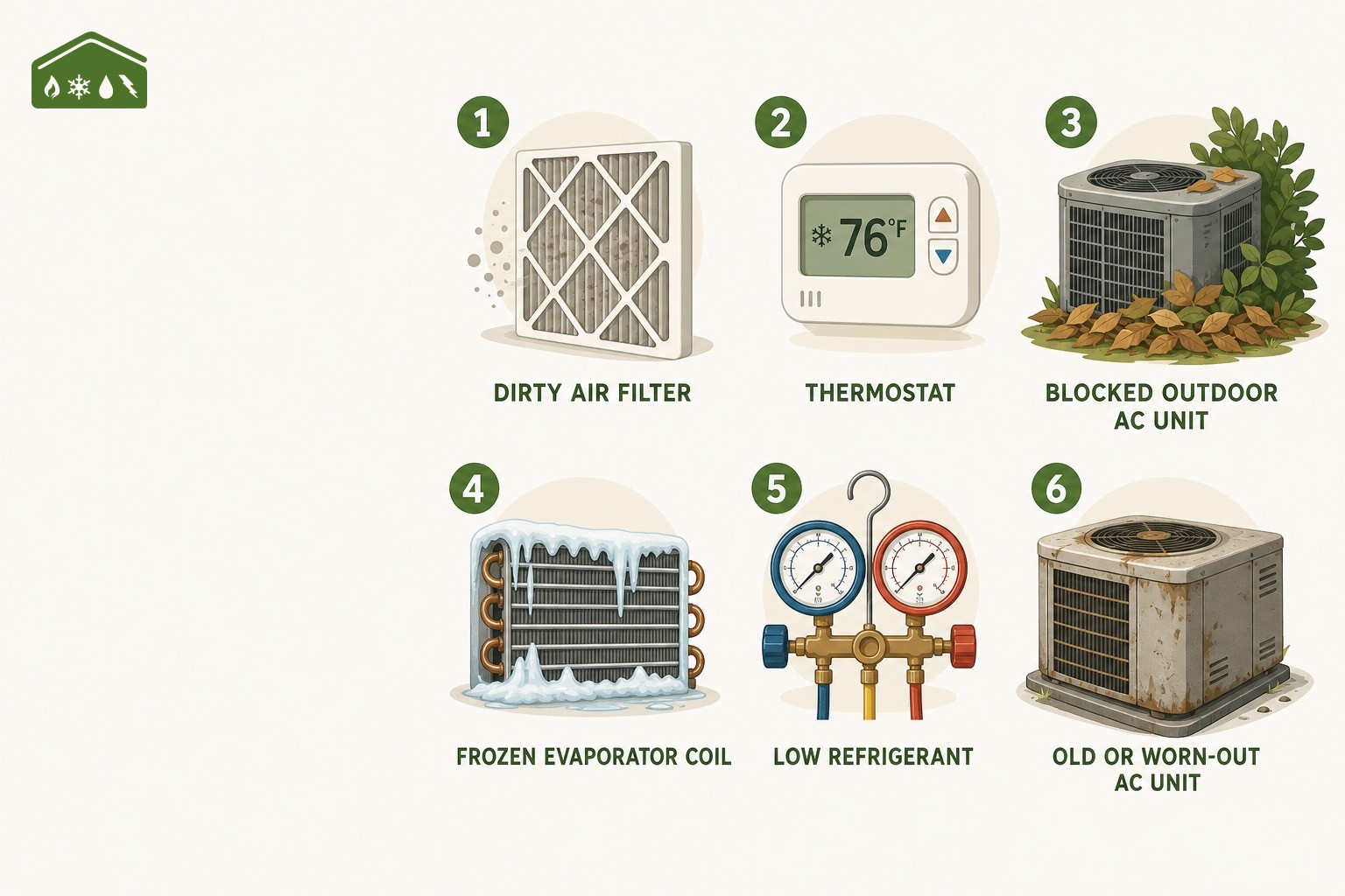 Common reasons an AC is running but not cooling