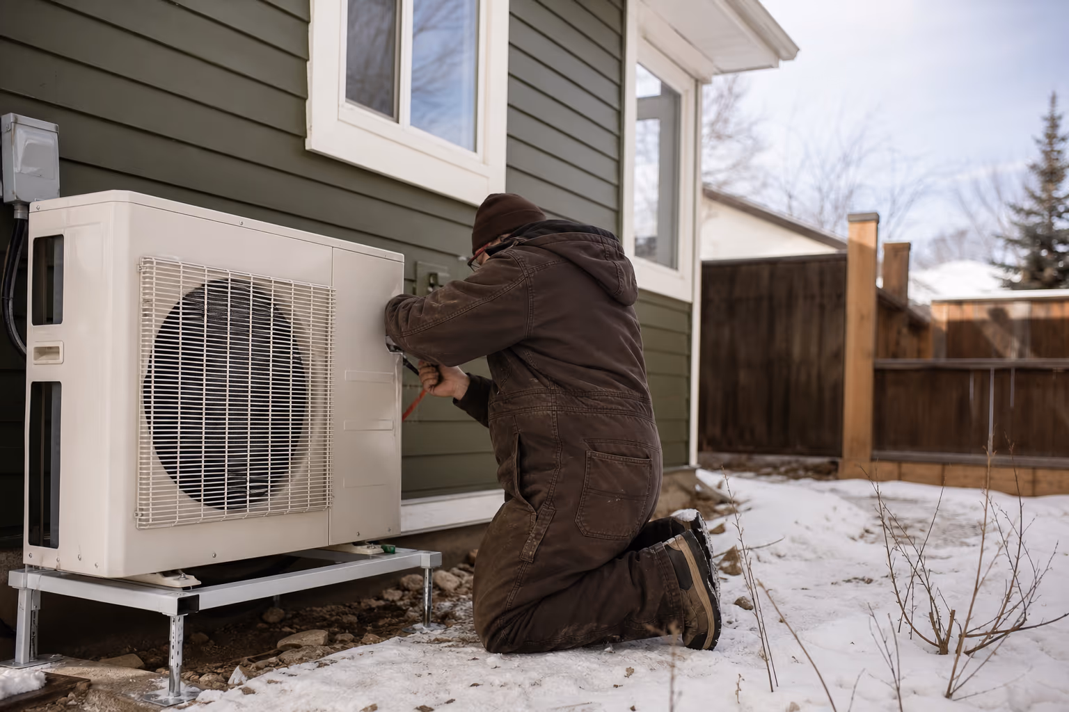 Heat pump outside a Grande Prairie home