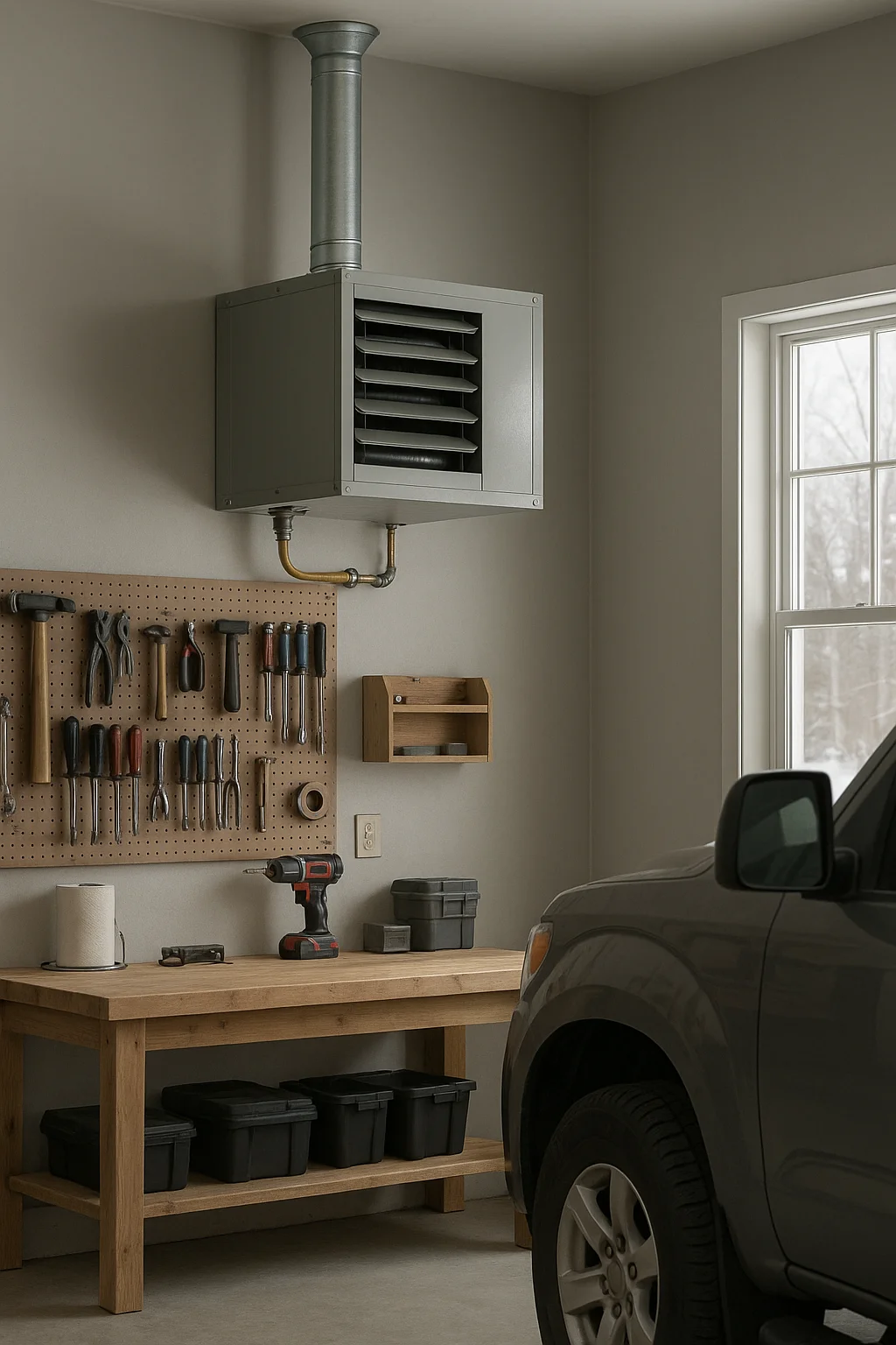 Garage heater installation in a Grande Prairie garage